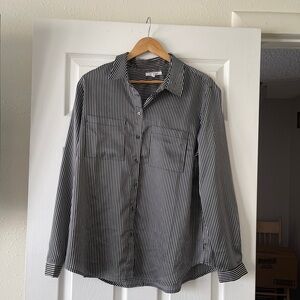 Avec Les Filles Monochrome Striped Button Down Shirt